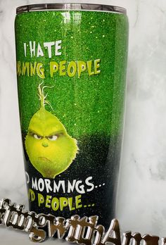 Grinch Tumbler - CraftingwithAmy Grinch Tumblers, Glitter Epoxy Tumbler, Grinch Tumbler, Grinch Stuff, Epoxy Tumbler, Custom Tumbler Cups, Tumbler Cups Diy, Christmas Tumblers, Hand Painted Artwork