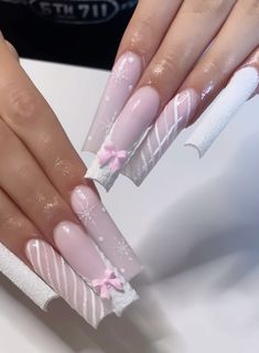 Winter Barbie, Christmas Nail Inspo, Barbie Nail, Winter Nails Acrylic, Pink Winter, Acrylic Nails Coffin Pink, Christmas Nails Acrylic