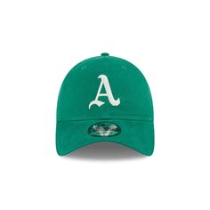 The Oakland Athletics Vintage 9TWENTY Adjustable Cap features an embroidered Athletics Cooperstown logo at the front panels, a green undervisor, and an adjustable D-Ring closure at the rear. Green Sporty Trucker Hat With Curved Brim, Sporty Green Trucker Hat With Curved Brim, Green Curved Bill Hat With Letter Print, Green Hat With Letter Print And Curved Bill, Casual Baseball Cap With Curved Visor For Fan Gear, Casual Baseball Cap With Curved Visor For Fans, Casual Dad Hat With Curved Visor For Fan Gear, Casual Dad Hat With Curved Visor For Fans, Green Visor Hat With Letter Print