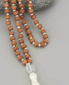 Beaded Mala Holistic Healing Mala With Wooden Beads, Holistic Hand-strung Mala For Meditation, Adjustable Holistic Mala For Meditation, Spiritual Wooden Beads Mala For Meditation, White Mala With Wooden Beads For Meditation, Holistic Mala With 108 Beads For Meditation, Holistic Beaded Mala For Meditation, Buddha Groove, Mala Meditation