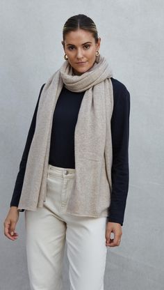 Our Travel wrap is knitted in Inner Mongolia from the softest Cashmere. This seasonless essential is perfect for gifting. Great for wrapping-up with on cold days, ideal for travel, and can be worn in endless ways: as a, scarf, a shawl, a snood, shrug or blanket. It is lightweight enough to drop inside your work bag or in-flight carry-on. Details and Fit: Cold hand wash Colour: Oatmeal 100% Cashmere 80 x 28 inches / 203cm x 71cm Cashmere Travel Wrap, Travel Wrap, Inner Mongolia, Travel In Style, Drawstring Pouch, Work Bag, Mongolia, Cold Day, Travel Style