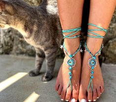 barefoot SANDALS blue foot jewelry hippie sandals toe anklet beaded crochet barefoot tribal sandal festival gipsy yoga wedding Yoga Wedding, Hippie Sandals, Barefoot Sandal, Jewelry Hippie, Beaded Crochet, Foot Jewelry, Blue Sandals, Bead Crochet, Women's Shoes Sandals