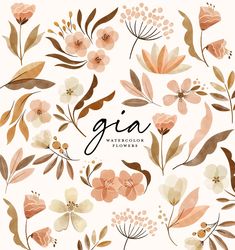 an image of flowers with the word gija on it in black and white lettering