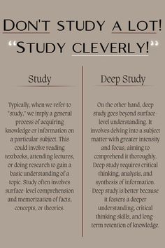 a poster with the words don't study a lot, study cleverly and do it