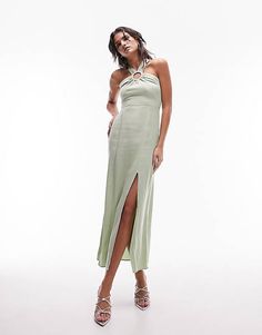 Topshop ring detail maxi dress in sage | ASOS Joni Jeans, Drop Top, Dresses Dresses, White Maxi Dresses, Thigh Highs, Dress Details, Maxi Dresses, Style Icons, Fitness Models