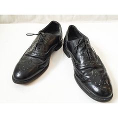 Vintage Black Wing-tip Oxfords from Dexter // vintage mens black leather lace up dress shoes size 9 Shiny Black Shoes, Lace Up Dress, Oxford Dress Shoes, Black Wings, Mens Black Leather, Crows, Rubber Heels, Leather Lace, Dexter