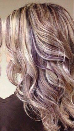 3 Colour Highlights Blondes, Blonde With Fall Colors, Fall Hair Colors With Purple, Hair Color Ideas Peekaboo Blondes, Burgundy Under Blonde Hair, Blonde Hair Color Ideas 2022 Fall, Spring Color For Brunettes, Brown Hair With Blonde And Purple, Purple To Blonde Hair