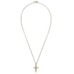 Konstantino Women's Sterling Silver and 18K Gold Diamond Cross Necklace, Delos Collection Style Number: KOMK4771-109-18/20 Metal Type: Sterling Silver, 18K Gold Setting Type: Band-Setting Gem Type: Diamond Metal Stamp: 925, 750 Designer Yellow Gold Necklace With Polished Finish, Designer Yellow Gold Necklaces With Polished Finish, Designer Yellow Gold Polished Necklace, Designer Yellow Gold Necklace For Anniversary, Luxury Tarnish-resistant Cross Jewelry, Designer Gold Hallmarked Necklace, Designer Gold Necklace With Polished Finish, Designer Engraved Necklaces For Formal Occasions, Luxury Tarnish Resistant Cross Pendant Jewelry