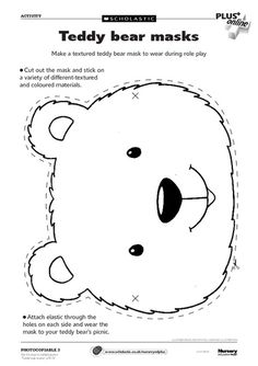 a teddy bear mask with the words teddy bear masks written in black and white on it