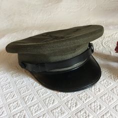 "Vintage Marine Corps Dress Uniform Kakey Tan Wool or Gaberdine Slip On Hat Cover. Berkshire Lee Uniform Cap Mfg. Co. This gaberdine hat cover is in great shape for its age. It has a Cleaners Tag on it. The Wool one has about 11 little holes around the top from a moth that got to it over it's storage time. Size: 6 7/8, 10 1/2\" From Side to Side, 4 1/2\" Tall Crown in Front, 21 3/4\" Around Crown, For other hats, jewelry and vintage items see: www.VeryVictorianStudio.etsy.com For sewing related Vintage Marine Corps, Tall Crown, The Berkshire, Green Wool, Hat Band, Marine Corps, Wool Hat, Hat Cap, Moth