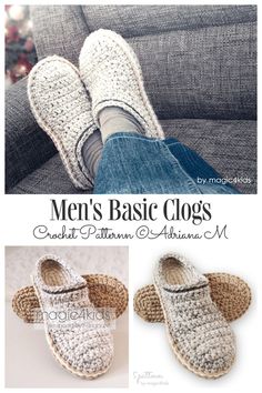 men's basic clogs crochet patterns and instructions for slippers