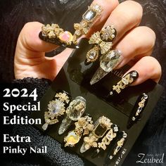 If your preferred shape or size isn't currently in stock, customization will take 4-8 weeks. Kindly message me before ordering : ) Set of 12 Press on Nail - 2024 Special Edition |Lux Black Gold Gem Press-on Nail 100% Handmade Press-on Nail Created by: Lege 📐How to measure the size: Please follow our Three-Step instruction in the picture 💅How to use press-on nails: 1) Polish the nail surface using a rubbing bar 2) Clean the nail surface with alcohol cotton 3) Choose the appropriate jelly glue, Luxury Press On Nail Designs, Bougie Press On Nails, Black And Gold Press On Nails, Goth Press On Nails, Btartbox Press On Nails, Nail 2024, Nail Glitter, Gothic Nails, Fake Nail