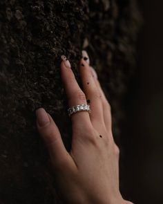 Get your sparkle on with the Rêvasser Ring—a diamond eternity ring to make all your friends say “ooh-la-la”! Strut about town in that subtle-but-glamorous way you do, and bask in the compliments this dazzling piece of jewelry will bring you. Rêvasser Ring means Daydream in French. This dreamy stackable ring is prefect to add to your collection. Cubic Zirconia 4x6mm set in silver. Promise Diamond Ring With Baguette Single Cut, Promise Baguette Cut Diamond Jewelry, Emerald Cut Stackable Rings With Prong Setting For Promise, Timeless Half Eternity Emerald Cut Jewelry, Timeless Emerald Cut Half Eternity Jewelry, Timeless Emerald-cut Half Eternity Jewelry, Dazzling Baguette Cut Half Eternity Jewelry, Fine Jewelry Eternity Band With Brilliant Cut For Promise, Promise Jewelry With Diamond Accents Princess Cut