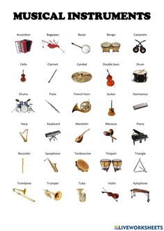 musical instruments are shown in this poster