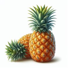 two pineapples are sitting next to each other