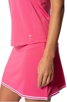 Our latest crossover is a 16.5" A-Line sport skirt, designed for golf, tennis, pickle, or whatever court you're looking to play. This athleisure piece is classy in hot pink with white trim, but also practical with an inner ball pocket, large back pocket, and hidden front pocket. Crossover in style. Pink Skirt And Top, Sport Skirt, Womens Skorts, Sky Blue Dress, Sequin Formal Dress, Summer Sundress, Skirt And Top, Sparkle Dress, Sports Skirts