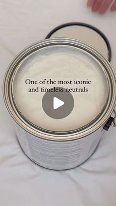 a can of white paint with the words one of the most iconic and tinless neutrals