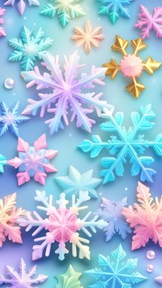 colorful snowflakes on a blue and purple background