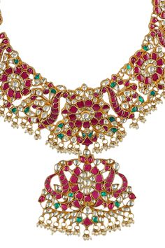 22kt gold plated necklace crafted in floral motifs, encrusted with kundan, pink stones and pearl drops. Comes with pair of danglers.
Components: Necklace, Pair of Earrings
Type: 22kt Gold Plated
Composition: Alloy, Kundan, Stone, Pearl, Bead
Color: Gold, Pink
Kundan earrings
Closure:
Earrings: Push back clasp
Necklace: Adjustable drawchord - Aza Fashions Kundan Necklace Set, Pink Stones, Kundan Necklace, Kundan Earrings, Clasp Necklace, Necklace Craft, Kundan Necklaces, Pink Stone, Gold Plated Necklace