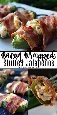 bacon wrapped stuffed jalapenos on a plate