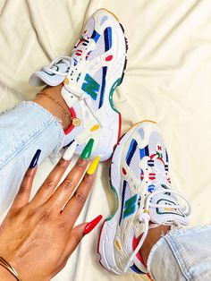 Nike Shoes Names, Unique Sneakers Women, Women In Sneakers, Cool Sneakers Women, New Balance 827, Colorful Sneakers Women, Women Fashion Sneakers, Sneakers Colorful, 90s Sneakers