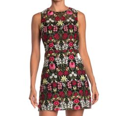 Lucy Paris Floral Embroidered Dress -Nwt Beautiful Pink And Red Flowers. Sheer Back And Lined Bottom. Measurements Upon Request Bundle And Save Embroidered A-line Mini Dress For Spring, Spring Floral Print Embroidered Mini Dress, Spring Embroidered Lace Mini Dress, Spring Mini Dress With Multicolor Floral Embroidery, Spring Mini Dress With Multicolor Embroidery And Floral Print, Multicolor Embroidered Mini Dress For Spring, Spring Embroidered A-line Mini Dress, Spring Sleeveless Embroidered Dress, Spring Sleeveless Dress With Intricate Embroidery