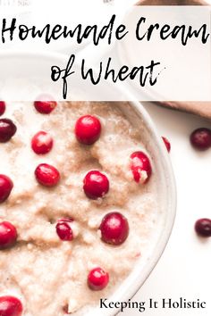 a bowl filled with oatmeal and cranberries