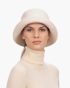 A cozy, lightweight women's bucket hat of spun wool with trapunto stitched brim rolls up easily into a coat pocket or a tote bag. Eric says, "It's definitely a bucket hat season where the attitude is a bit more casual than a fedora." What makes this women's bucket hat most desirable is that the crown is spun and then blocked to achieve the shape; The crown has no visible seams so it doesn't feel thick, while providing great insulation and protection from the elements. Brim span: 2.75"(7cm) Fully Beige Brimmed Felt Hat For Winter, Beige Cloche Hat With Curved Brim For Fall, Beige Felt Hat With Short Brim For Winter, Beige Short Brim Felt Hat For Winter, Beige Wool Felt Hat For Winter, Cream Wool Hat For Fall, Winter Beige Wool Felt Hat, Chic Everyday Felt Hat For Winter, Cream Curved Brim Felt Hat For Winter