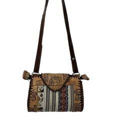 Persian Hand Tooled Leather Handmade Peruvian Side Bag Purse Handmade In Peru 8 X 5 X 3 22" Long And Ajustable Strap New No Tags Brown Rectangular Bags With Leather Handles, Brown Rectangular Shoulder Bag With Removable Pouch, Brown Rectangular Bag With Leather Handles, Brown Handheld Flap Bag, Everyday Brown Handheld Flap Bag, Everyday Handheld Brown Flap Bag, Brown Satchel Shoulder Bag With Mobile Phone Pocket, Brown Satchel Backpack With Mobile Phone Bag, Brown Travel Flap Bag With Phone Pocket