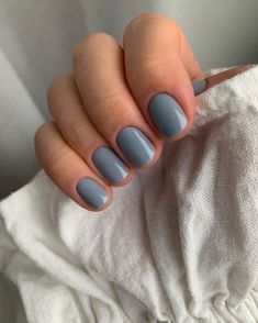 Subtle Blue Nails, Muted Nails, Soft Blue Nails, Nails Yellow, January Nails, Gray Nails