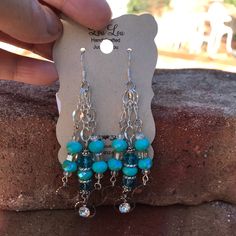 Hand-Crafted Chandelier Earrings, .925 Sterling Ear Wires, Bright Ocean Blue Turquoise Sterling Silver Chandelier Earrings, Turquoise Sterling Silver Dangle Chandelier Earrings, Turquoise Dangling Beads Sterling Silver Earrings, Turquoise Sterling Silver Earrings With Dangling Beads, Crafted Chandelier, Pumpkins Crafts, Diy Pumpkins Crafts, Diy Pumpkins, Diy Pumpkin