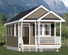 a small house with a porch on the front and second story is shown in this computer rendering