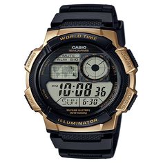 Expand your collection of accessories with this black,gold stainless steel watch. It comes with a quartz movement and digital time display display. This casual,sports timepiece features a digital time display. This item can be returned to any Target store or Target.com. This item must be returned within 90 days of the in-store purchase, ship date or online order pickup. See return policy for details. See the return policy for complete information. Casio Digital, Deep Sea Diving, Casio Edifice, Digital Sports Watches, Water Resistant Watch, Mans World, Analog Watch, Sport Watches, Stainless Steel Watch