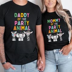 Personalized Party Animal Birthday Shirt, Zoo Animals Birthday, Party Animal Shirt, Matching Family Wild Safari Party Animals Birthday Shirt Priority Shipping: https://www.etsy.com/listing/1487399454/rush-my-order?ref=listing_published_alert SHIRT DETAILS Experience comfort and style with our exceptional cotton shirt. Crafted from 100% soft cotton fibers (fiber content may vary for different colors), this shirt offers a luxurious feel against your skin. We proudly present two variants to cater t Black Fun T-shirt For Casual Party, Playful Party Tops With Letter Print, Family Matching Party T-shirt With Letter Print, Fun Black T-shirt For Party, Family Matching T-shirt For Party With Letter Print, Family Matching Letter Print T-shirt For Party, Fun Graphic Print Tops For Family Events, Funny Print T-shirt For Party, Fun Black Party T-shirt