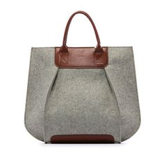 Graf Lantz Frankie Tote - Granite/Sienna Modern Shoulder Bag With Leather Trim For Fall, Modern Leather Trim Shoulder Bag For Fall, Modern Bags With Leather Trim For Fall, Daily Use Wool Bags With Leather Handles, Daily Use Wool Bag With Leather Handles, Daily Wool Bag With Leather Handles, Everyday Fall Bags With Leather Trim, Modern Bucket Bag With Leather Trim For Shopping, Modern Leather Trim Bucket Bag For Shopping