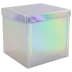 a silver box with iridescent foil on it