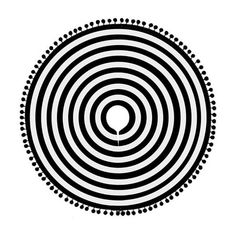 a black and white circular design with dots