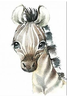 a watercolor painting of a zebra's head