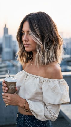 Explore gorgeous and trendy fall blonde hair ideas for a fresh look in 2024. 🍁✨ #FallHairColors #BlondeHairTrends #AutumnBlonde #BlondeInspo #SeasonalHair #ChicBlondeStyles #WarmBlondeShades #HairColorIdeas #FallBeauty #BlondeTransformation Balayage For Shoulder Length Hair, Medium Length Brown And Blonde Hair, Balyage Medium Hair Brunette To Blonde, Above Shoulder Brunette Hair, Fall Blonde Lob, Lob Color Ideas, Womens Haircuts Medium Shoulder Length Trending Hairstyles, Balayage Haircut Mid Length, Bob Hair Balayage Brunettes