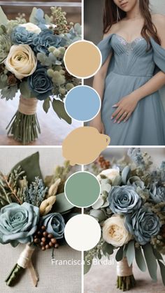 Green Blue Wedding Color Pallets, Sage Green Wedding Color Palette, Sage Green And Dusty Blue, March Wedding Colors, Light Blue Wedding Colors, Blue And Green Wedding, Sage Wedding Colors, Wedding Color Palette Ideas