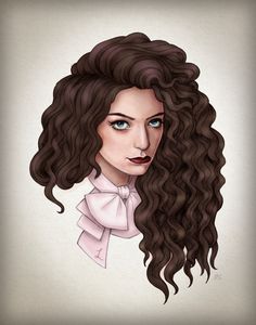 a drawing of a woman with curly hair