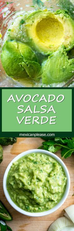 avocado salsa in a white bowl on a cutting board