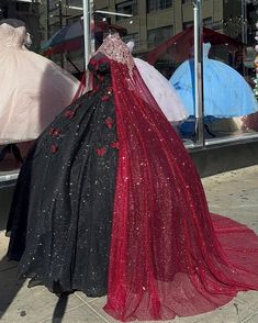 Glitter Black With Burgundy Butterflies Quinceanera Dress Sweet 16 Dress Ball Gown Butterfly Quinceanera Dress, Black Quince Dress, Red Quince Dress, Dress Sweet 16, Red Quinceanera Dress, Organza Ball Gown, Quinceanera Themes Dresses, Dress Organza, Black Quinceanera Dresses