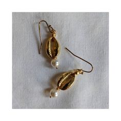 Dainty gold cowrie Shell and pearl Dangle earrings. Summer Gold Pearl Drop Earrings, Gold Pearl Earrings As Summer Gift, Gold Drop Pearl Earrings For Summer, Gold Pearl Earrings For Summer Gifts, Gold Pearl Drop Earrings For Summer, Gold Pearl Earrings Perfect For Summer Gifts, Gold Pearl Drop Jewelry For Summer, Summer Gold Dangle Pearl Earrings, Gold Dangle Pearl Earrings For Summer