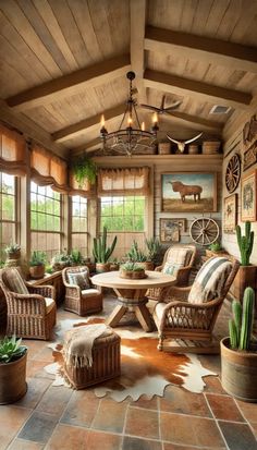 a living room filled with lots of furniture and plants