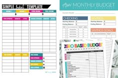 a printable budget sheet with money and savings