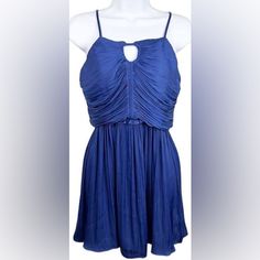 House Of Harlow 1960 Royal Blue Pleated Mini Dress. Cute Exposed Back Zipper Nwot Blue Pleated Cocktail Mini Dress, Blue Pleated Mini Dress For Cocktail, Blue Pleated Mini Dress For Date Night, Blue Flowy Ruched Mini Dress, Blue Ruched Flowy Mini Dress, Vintage Blue Mini Dress, Satin Ruched Dress, Mini Dress Cute, 1960 Dresses