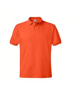 5.2 oz./yd, pre-shrunk 50/50 cotton/polyester jersey. Made with up to 5%  polyester from plastic bottles. Welt collar and ribbed cuffs. Clean-finished placket with two pearlized buttons . Transitioning to tear away label.Ecosmart Jersey Polo (Orange) Apricot    Fabric   Non-Stretch  Men Clothing, size features are:Bust: ,Length: ,Sleeve Length: Polo Outfit Men, Orange Polo Shirt, Polo Orange, Polo Outfit, Orange Colour, Orange Blouse, Polo T Shirt, Men Clothing, Mens Polo Shirts