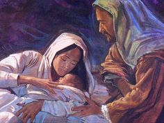 a painting of jesus and mary in bed