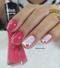 Valentines Nail Art Designs, Unghie Sfumate, 2023 Nails, Nails Art Designs, Manicure Nail Designs, Valentine Nail Art, February Nails, Nail Designs Valentines